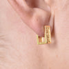 Culturesse Adelyn Art Deco Textured  Huggie Earrings (Gold Vermeil)