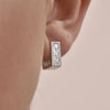 Culturesse Adelyn Art Deco Textured  Huggie Earrings (Silver)