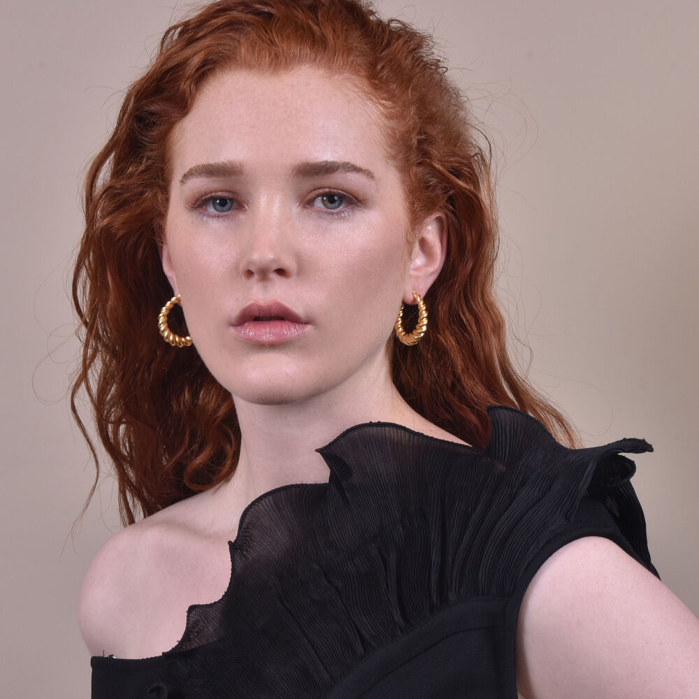 Culturesse Valencia 22K Twisted Gold Croissant Earrings