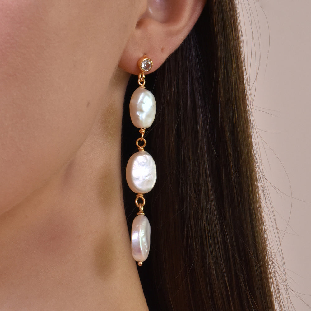 Culturesse Starling 24K Crystal Freshwater Pearl Drop Earrings