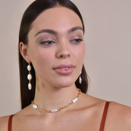 Culturesse Starling 24K Crystal Freshwater Pearl Drop Earrings
