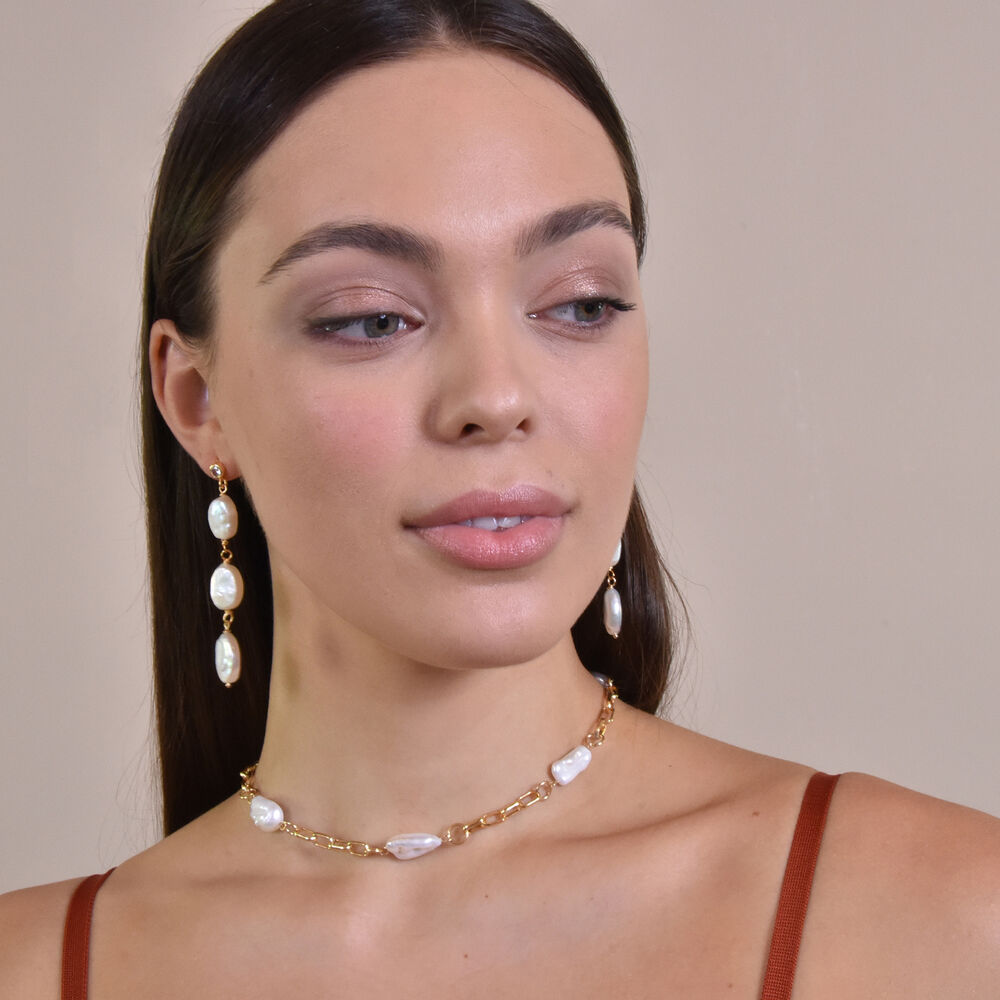 Culturesse Starling 24K Crystal Freshwater Pearl Drop Earrings