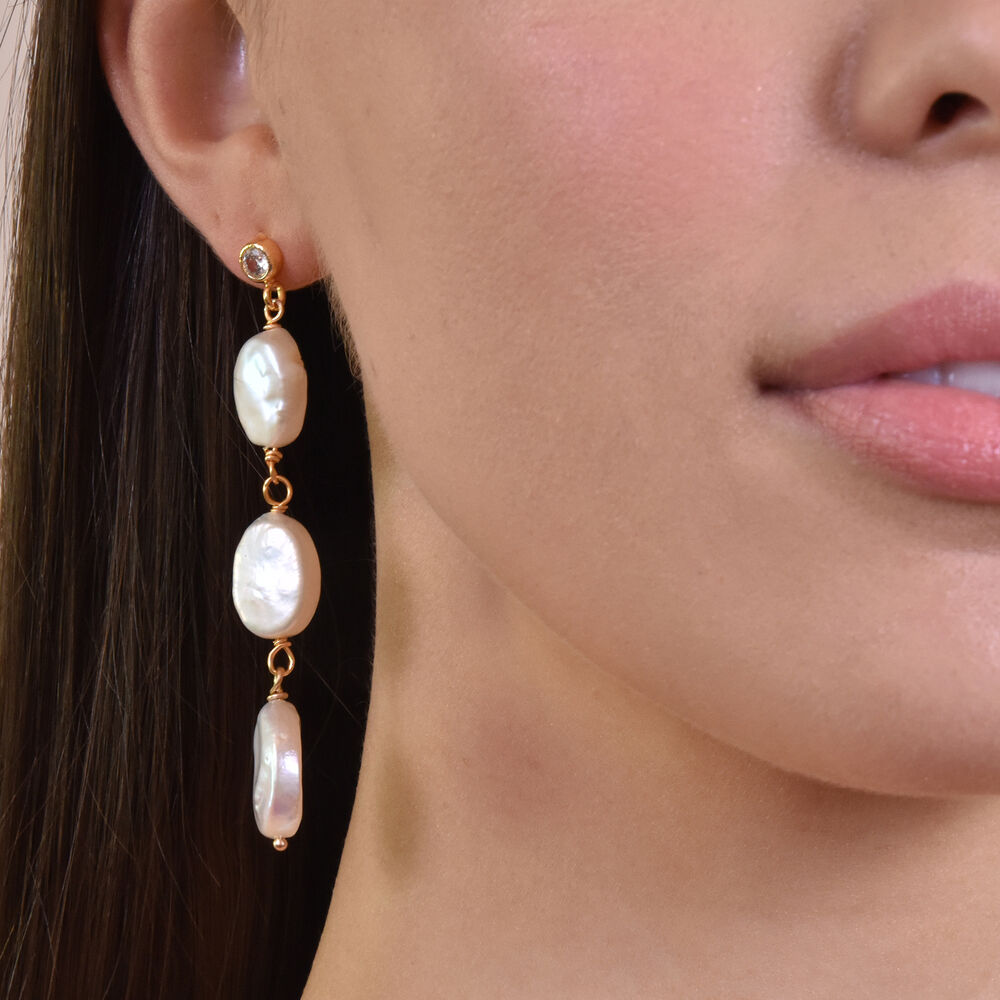 Culturesse Starling 24K Crystal Freshwater Pearl Drop Earrings