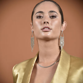 Culturesse Labron Catwalk Diamante Tassel Earrings