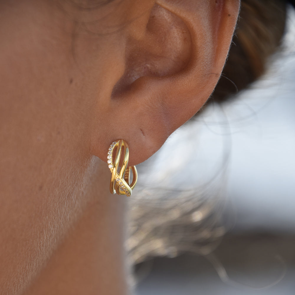 Culturesse Ciara Tri Curve Earrings (Gold)