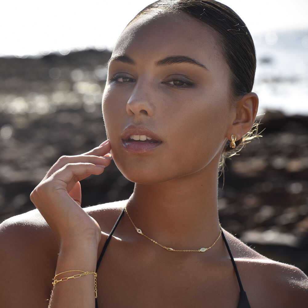 Culturesse Ciara Tri Curve Earrings (Gold)