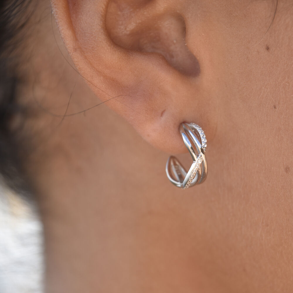 Culturesse Ciara Tri Curve Earrings (Silver)