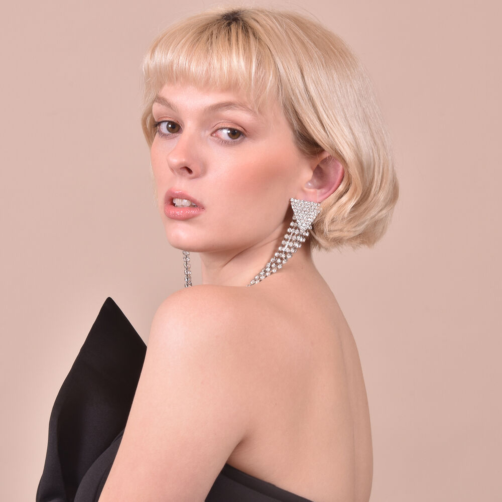 Culturesse Marlin Crystal Diamante Tassel Earrings