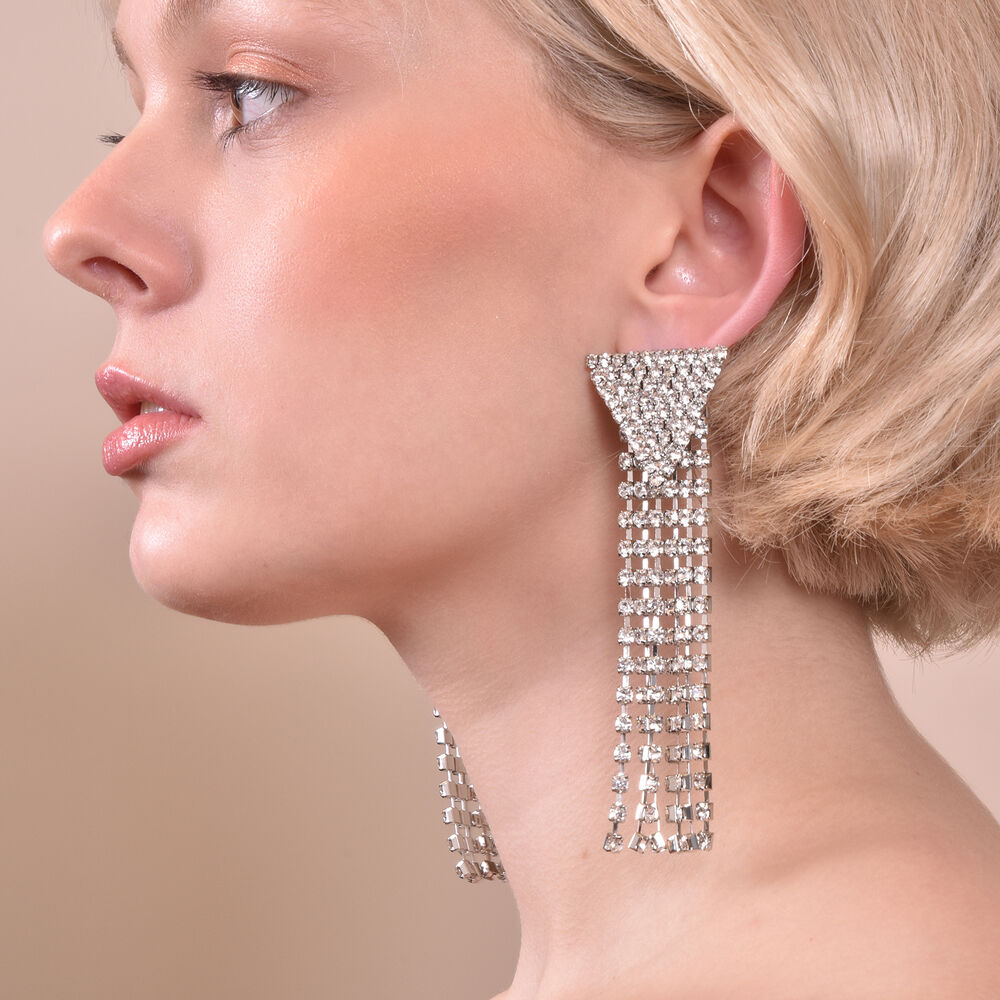 Culturesse Marlin Crystal Diamante Tassel Earrings