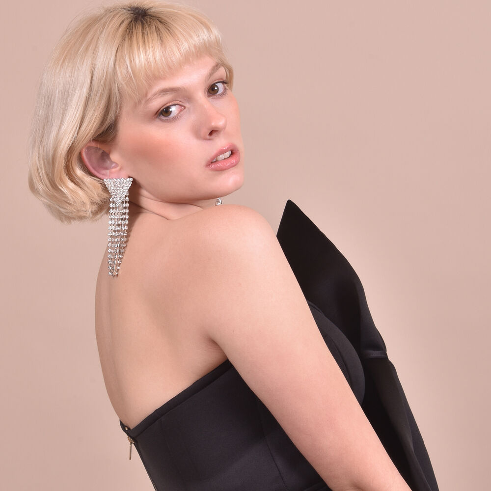 Culturesse Marlin Crystal Diamante Tassel Earrings