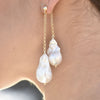 Culturesse Lorene Luxury 24K South Sea Twin Baroque Pearl Earrings