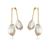 Culturesse Lorene Luxury 24K South Sea Twin Baroque Pearl Earrings