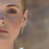 Culturesse Gisela Twin Sculpture Line Drop Earrings (Gold Vermeil)