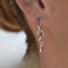 Culturesse Gisela Twin Sculpture Line Drop Earrings (Silver)