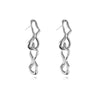 Culturesse Gisela Twin Sculpture Line Drop Earrings (Silver)