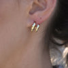 Culturesse Asta Sculptural Twin Line Earrings (Gold)