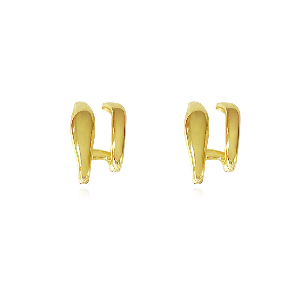 Culturesse Asta Sculptural Twin Line Earrings (Gold)