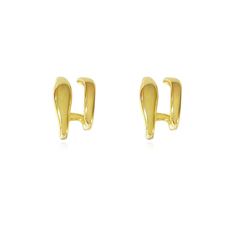 Culturesse Asta Sculptural Twin Line Earrings (Gold)