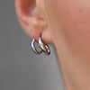 Culturesse Asta Sculptural Twin Line Earrings (Silver)