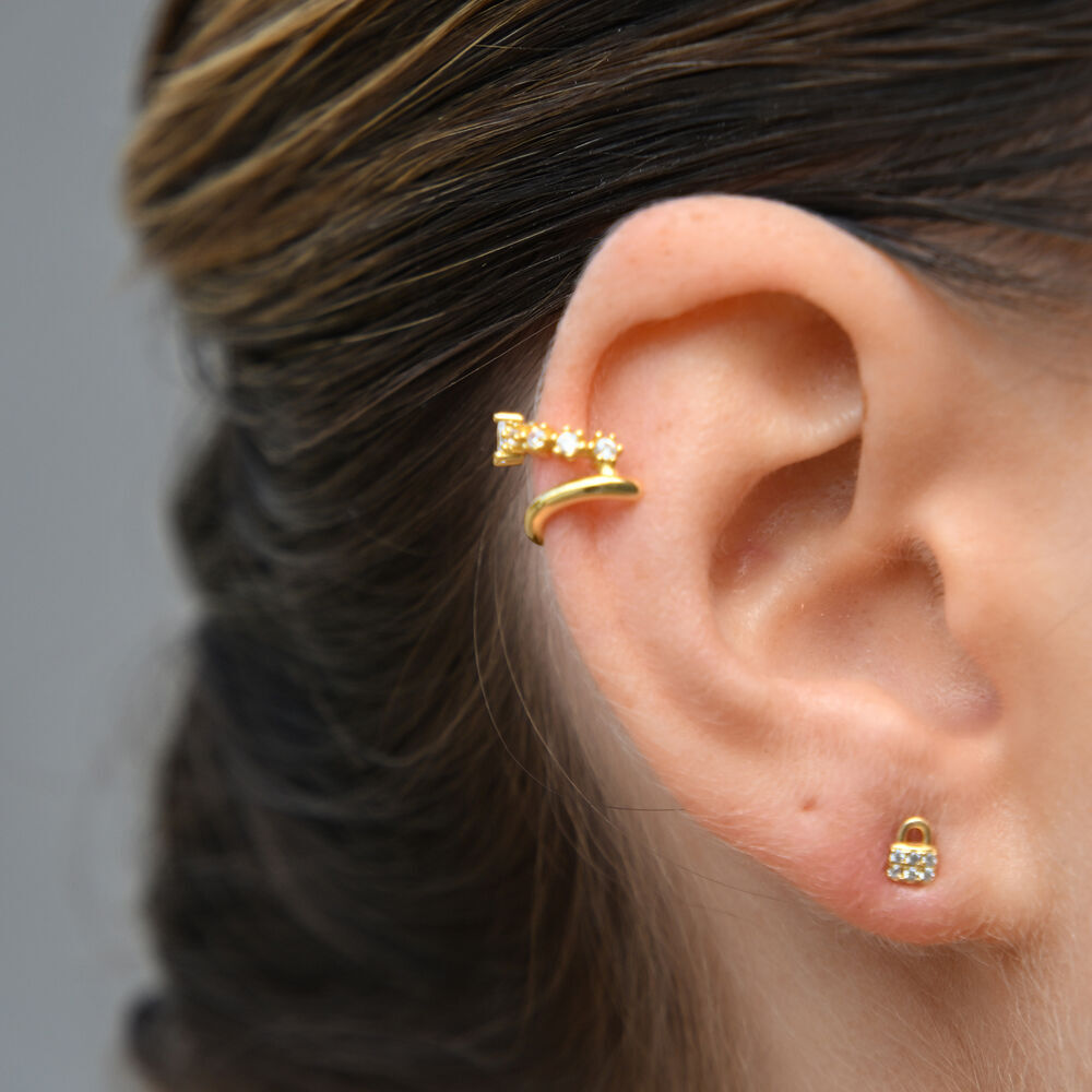 Culturesse Bente Artisan Diamante Cuff Earring (Gold)