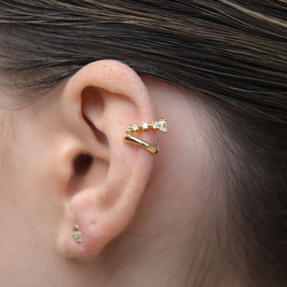 Culturesse Bente Artisan Diamante Cuff Earring (Gold)