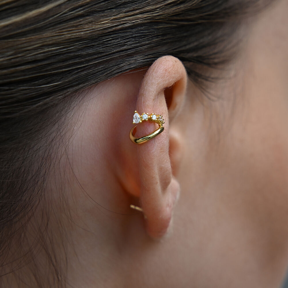 Culturesse Bente Artisan Diamante Cuff Earring (Gold)