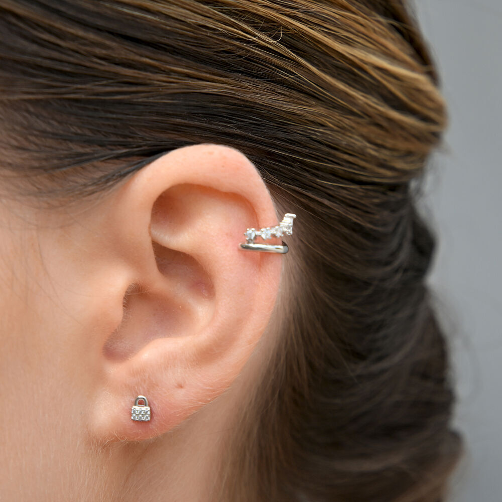 Culturesse Bente Artisan Diamante Cuff Earring (Silver)