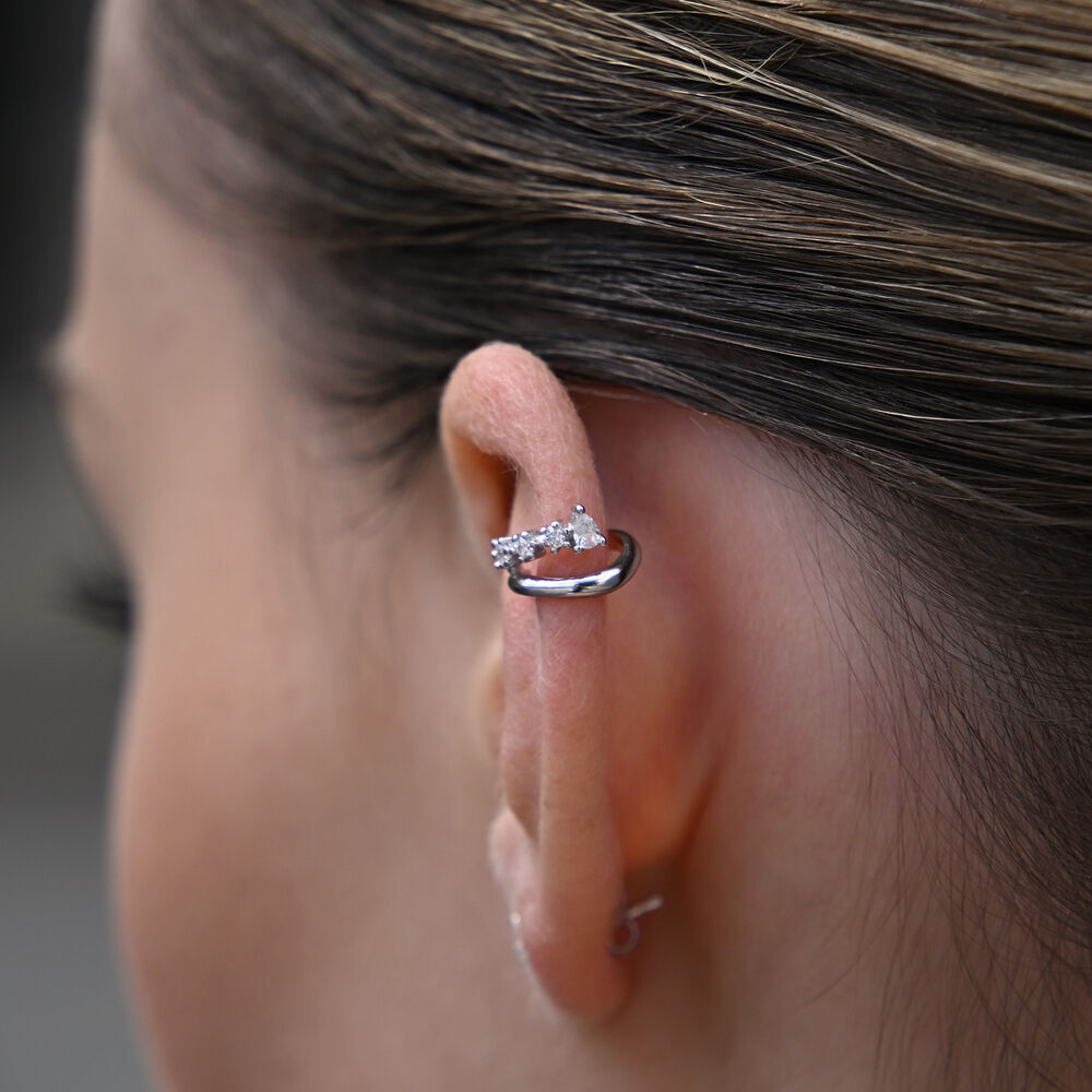 Culturesse Bente Artisan Diamante Cuff Earring (Silver)