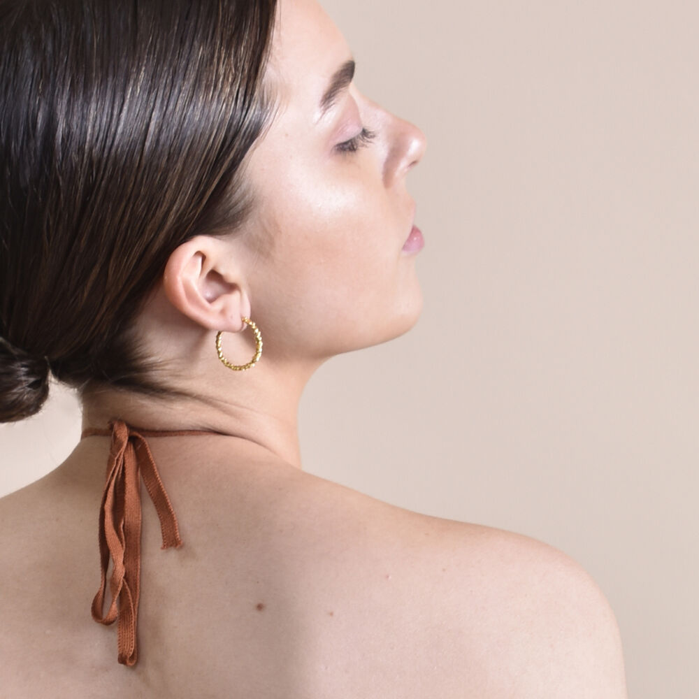 Culturesse Veronique French Twisted Hoop Earrings (Gold)