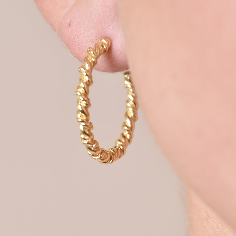 Culturesse Veronique French Twisted Hoop Earrings (Gold)