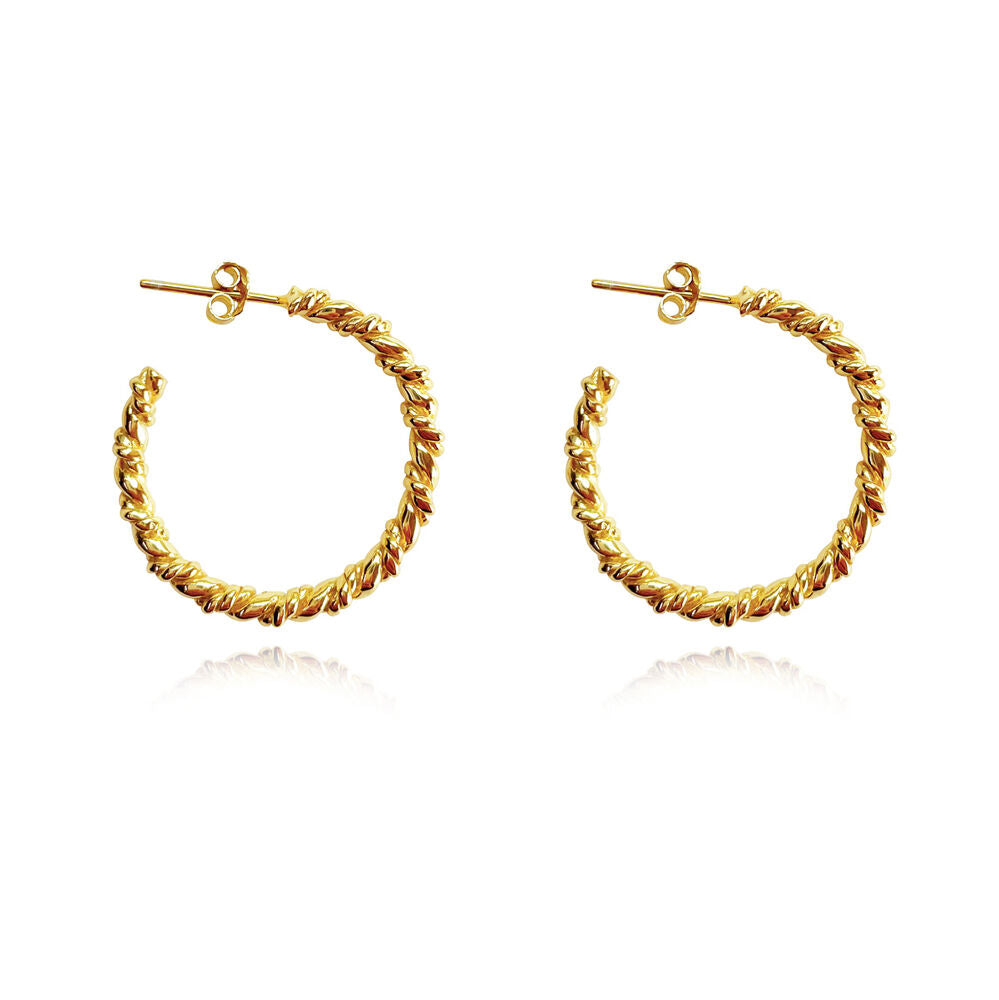 Culturesse Veronique French Twisted Hoop Earrings (Gold)