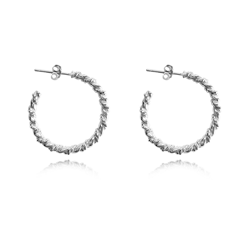 Culturesse Veronique French Twisted Hoop Earrings (Silver)