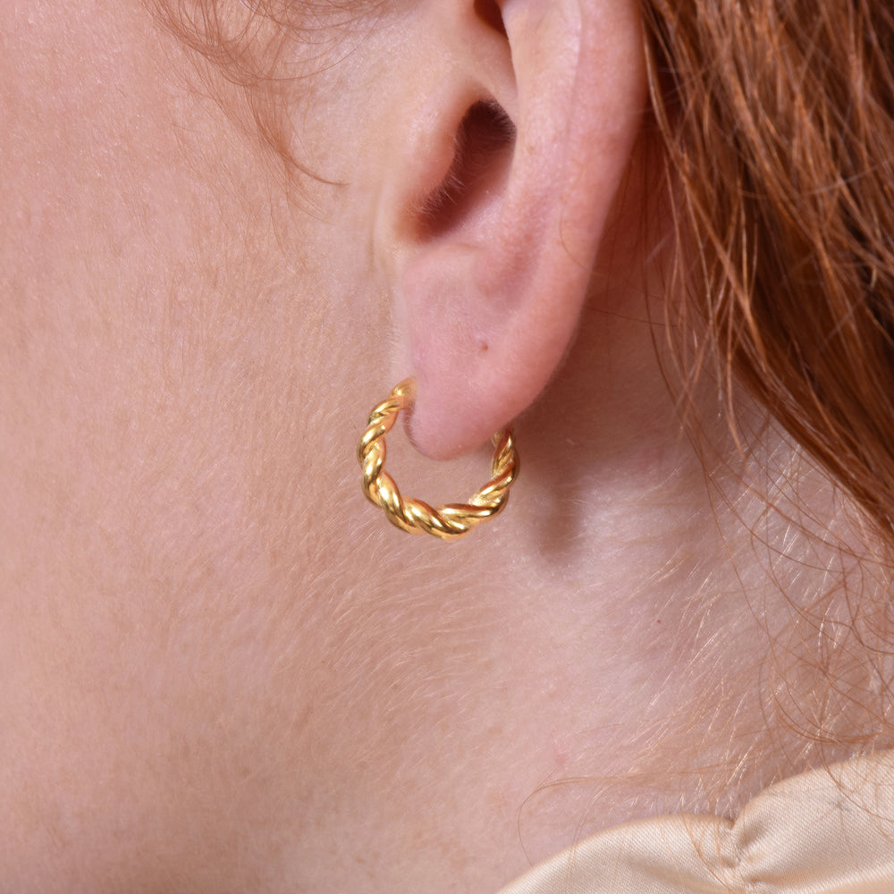 Culturesse Maya Gold Filled Twisted Huggie Earrings