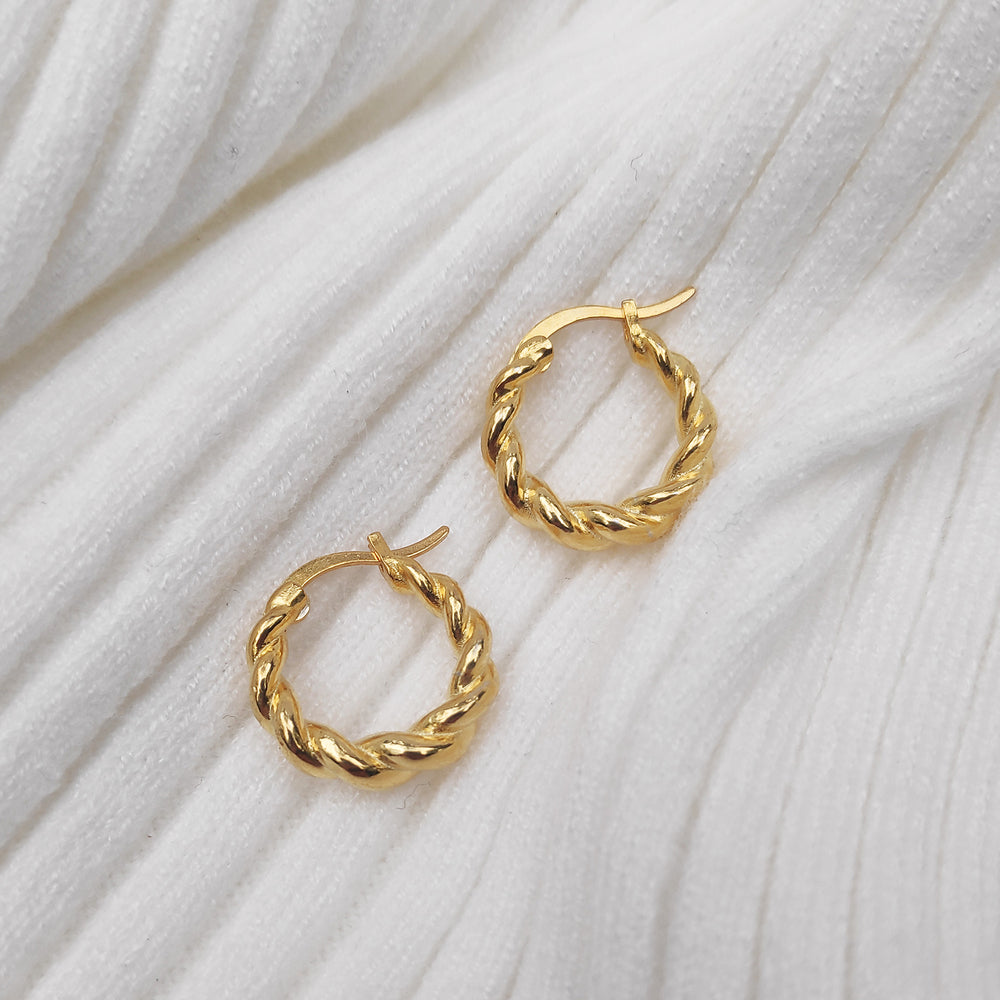 Culturesse Maya Gold Filled Twisted Huggie Earrings