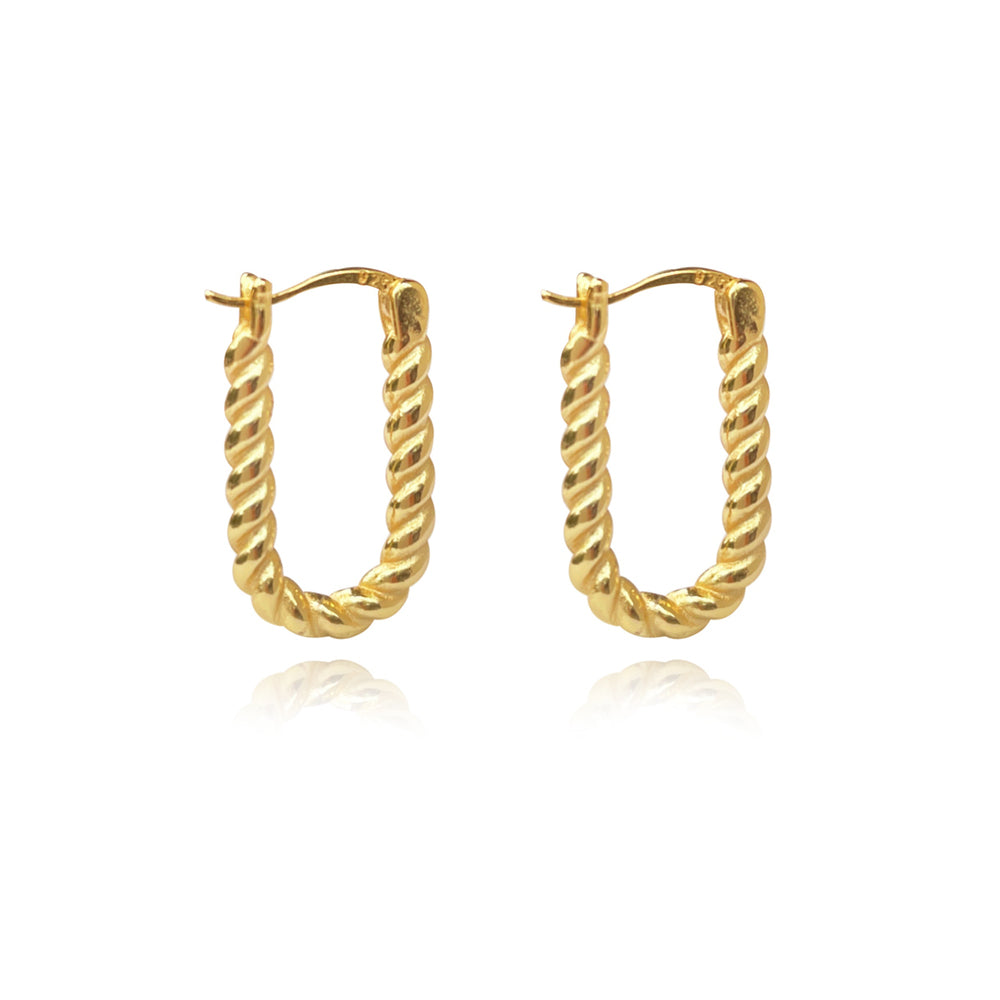 Culturesse Josi Minimalist Twisted Huggie Earrings (Gold Vermeil)