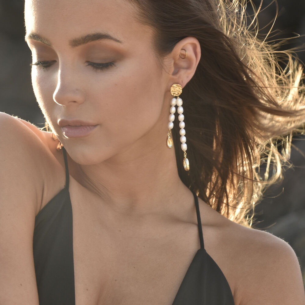 Culturesse Calliope 24K Freshwater Pearl Drop Earrings