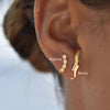 Culturesse Berte Artsy Ear Hook Stud Earrings (Gold)