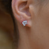 Culturesse Virgo Artisan Zirconia Pave Stud Earrings (Silver)