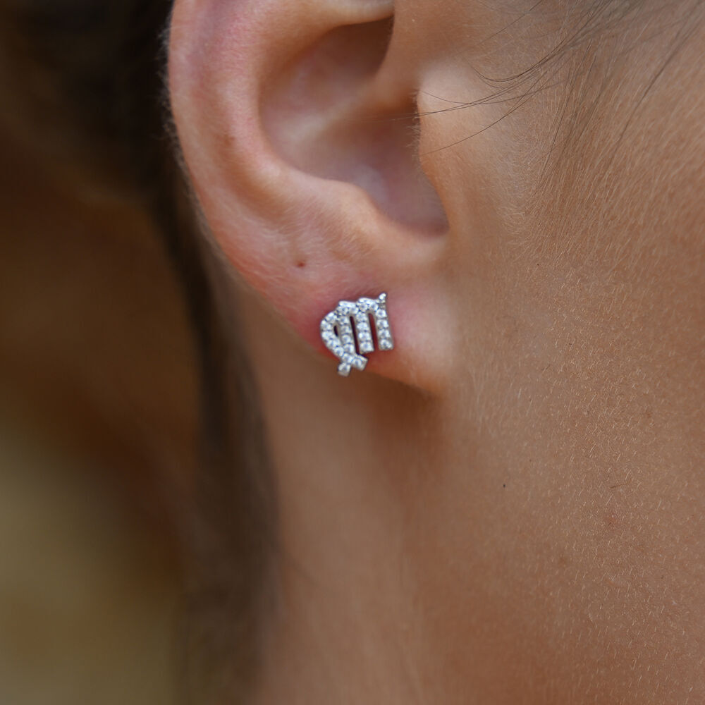Culturesse Virgo Artisan Zirconia Pave Stud Earrings (Silver)