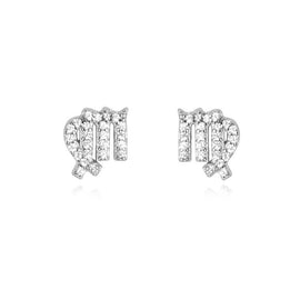 Culturesse Virgo Artisan Zirconia Pave Stud Earrings (Silver)