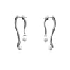 Culturesse Alique Wavy Line Pearl Drop Earrings (Silver)