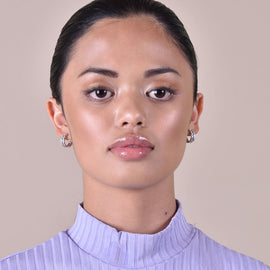 Culturesse Greta Artsy Wavy Silver Hoop Earrings