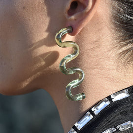 Culturesse Darya Artsy Wave Earrings (Green)