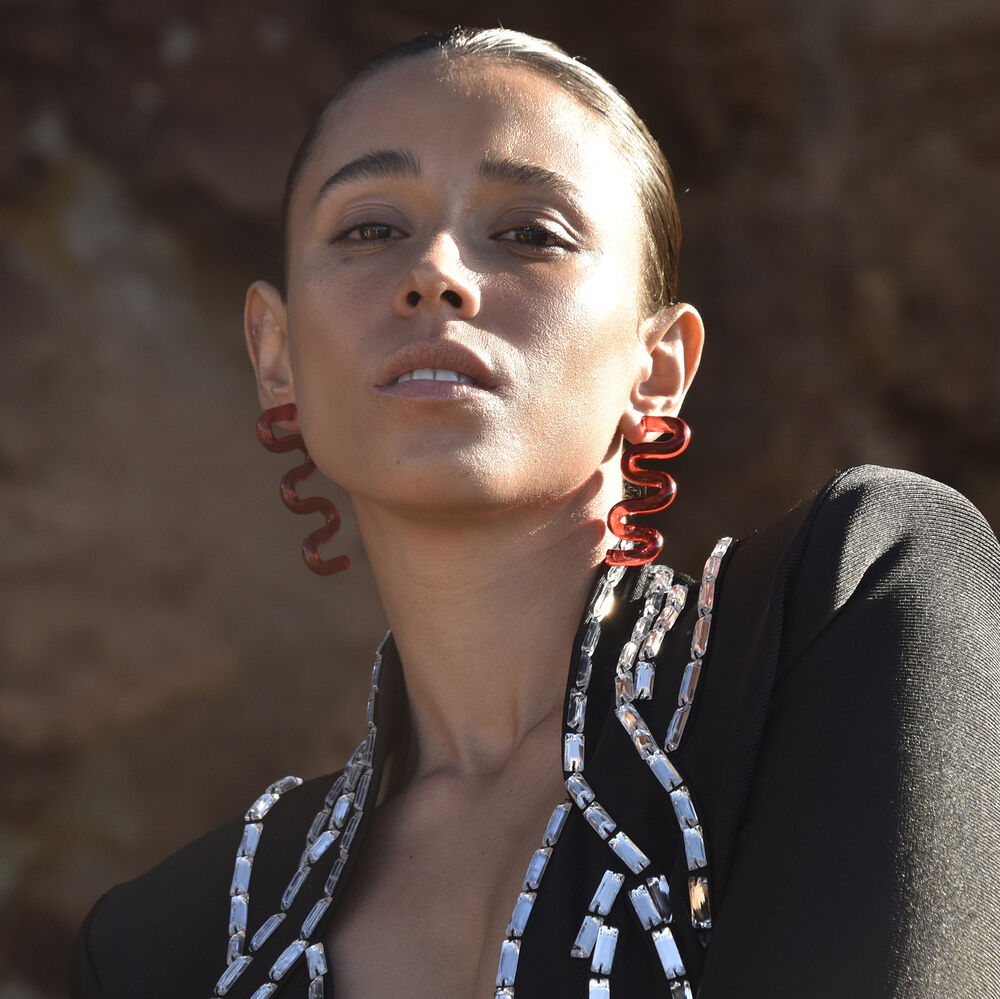 Culturesse Darya Artsy Wave Earrings (Red)