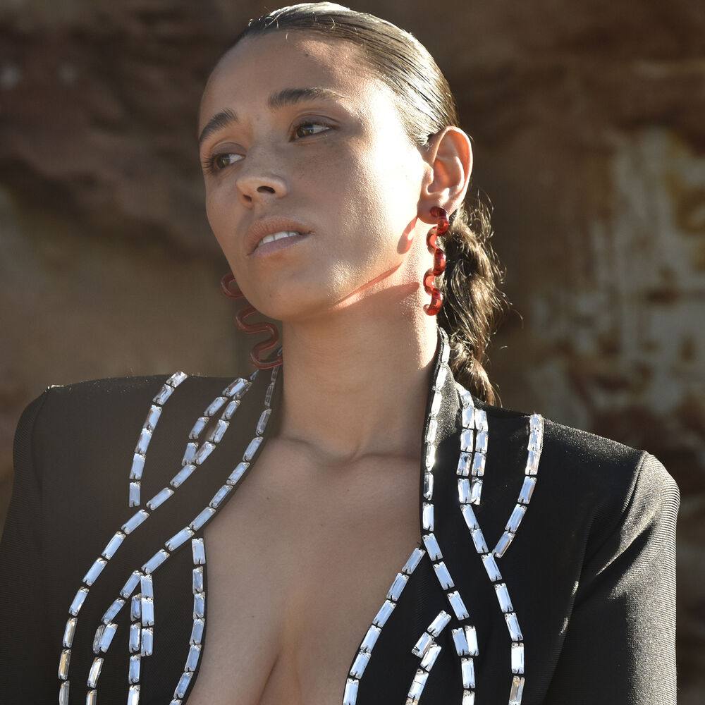 Culturesse Darya Artsy Wave Earrings (Red)