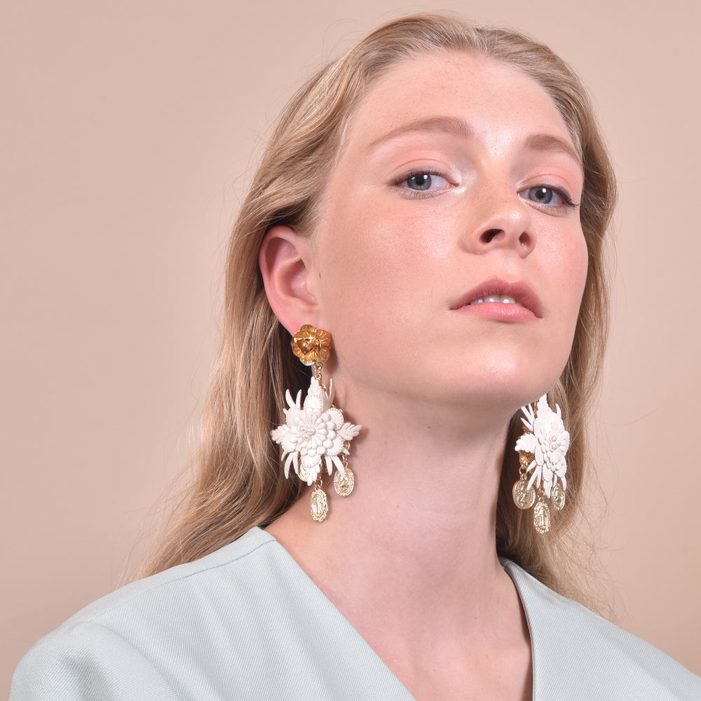 Culturesse Blanche Exquisite Leather Coin Earrings (Limited Edition)