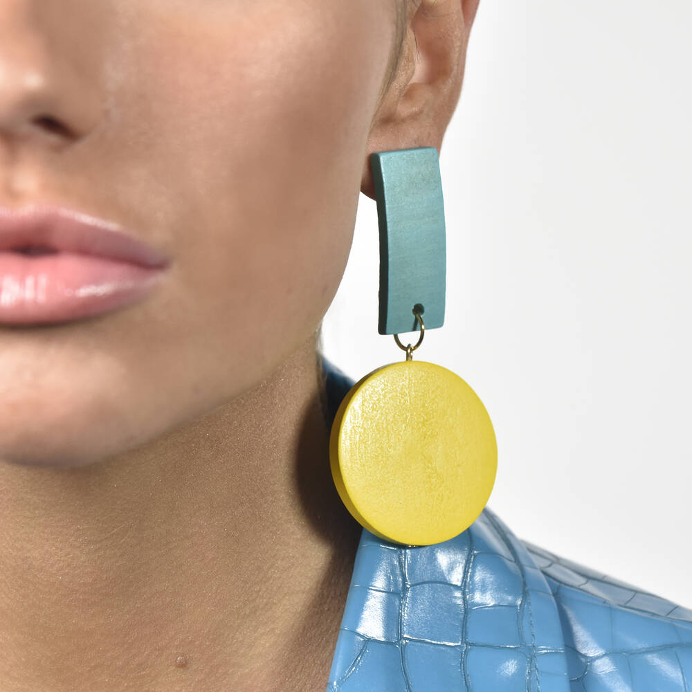 Culturesse Maci Geo Oversized Wood Craft Earrings