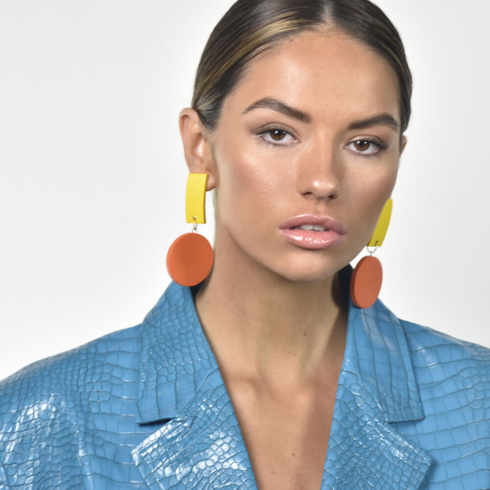 Culturesse Mani Geo Oversized Wood Craft Earrings
