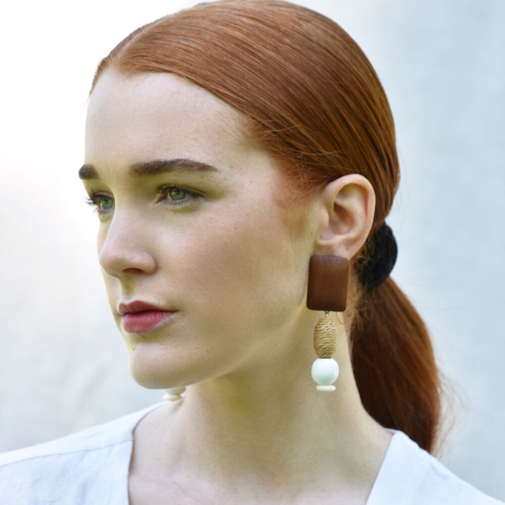Culturesse Giulia Wooden Drop Earrings