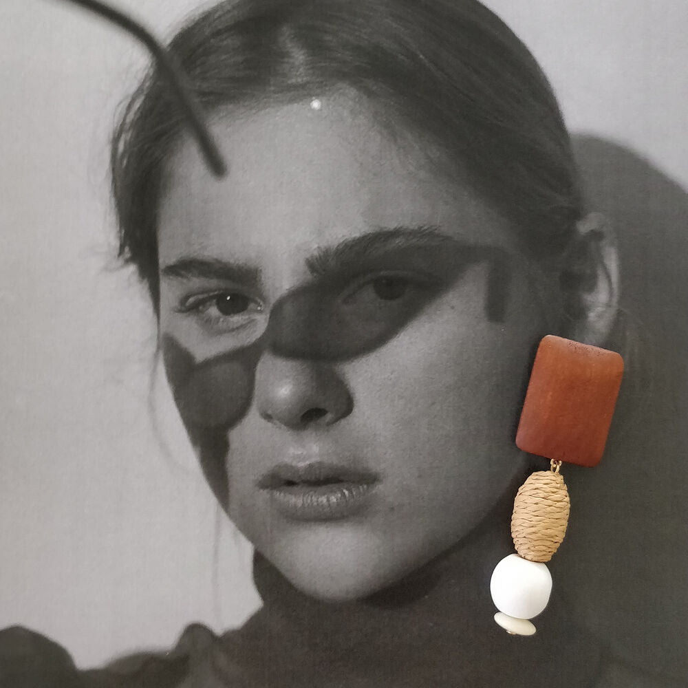 Culturesse Giulia Wooden Drop Earrings